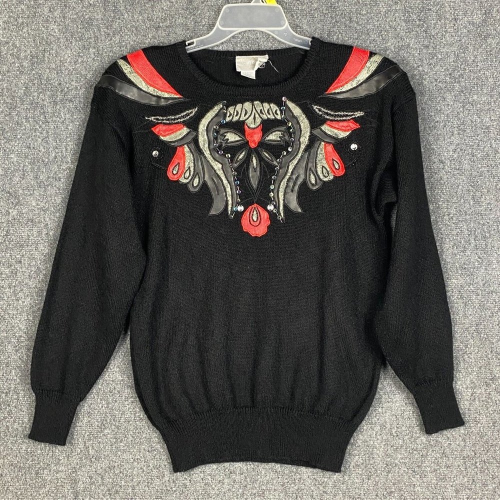 Regency Collection Sweater Women's Large Acrylic Blend Black Knitted L